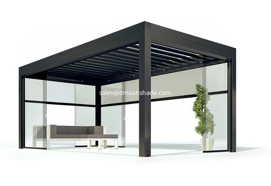 Outdoor Intelligent Adjustable Garden Aluminum Pergola With Waterproof Zip Blinds