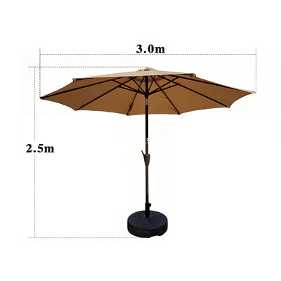 Outdoor Patio Center Pole Umbrella, Waterproof Garden Parasol